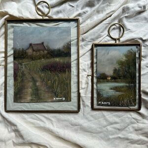 “The rolling fields” soft pastel painting Framed Set